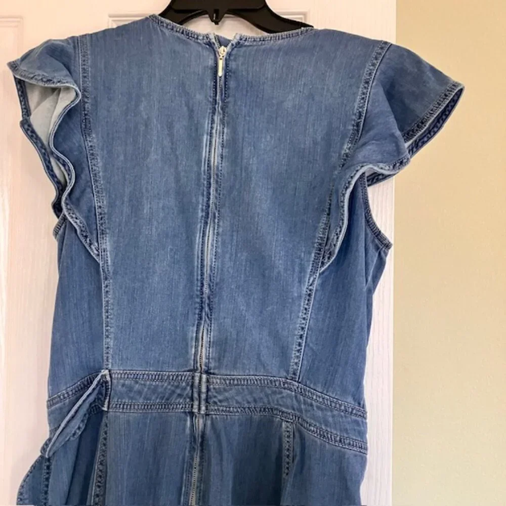 White House Black Market women's denim wrap jumper dress size 8 cowboy core - Picture 5 of 5